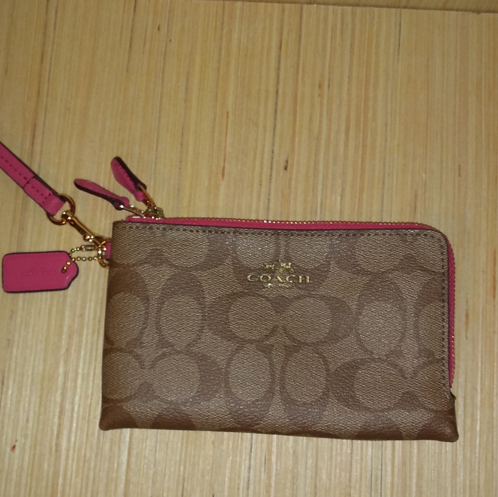 Coach Signature Double Zip Wristlet - Picture 1 of 6